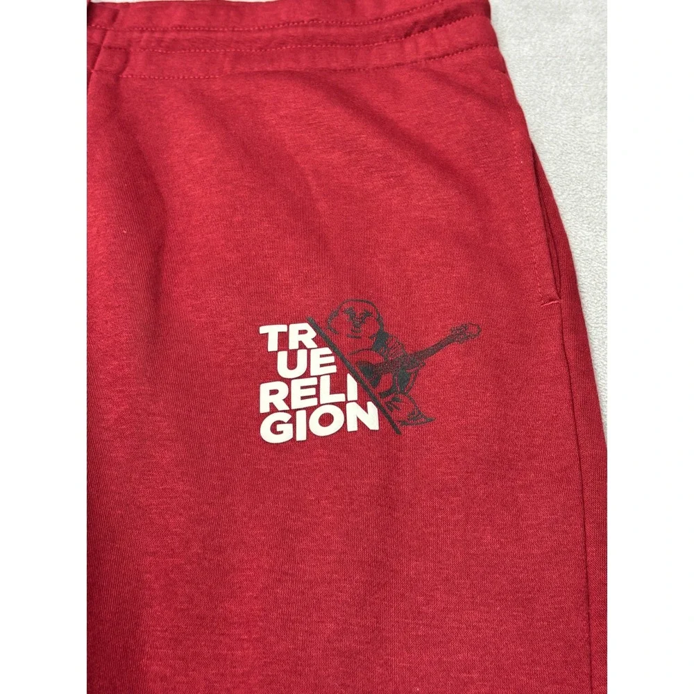 True Religion Hit Jogger Mens XXL Red Dahlia Graphic Fleece Sweatpants 108223